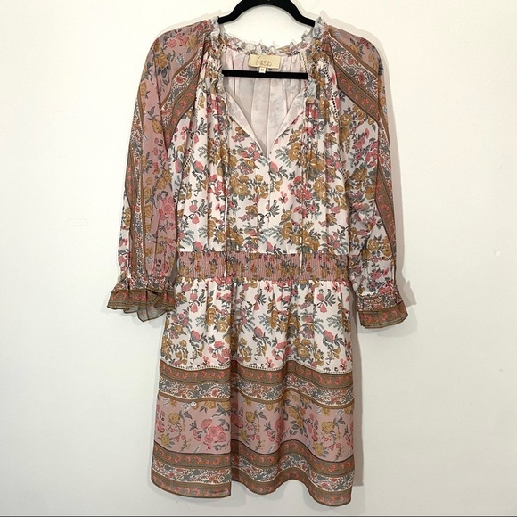 Love The Label Euphoria Floral Boho Smocked Long Sleeve Breezy Dress Medium - Picture 1 of 6